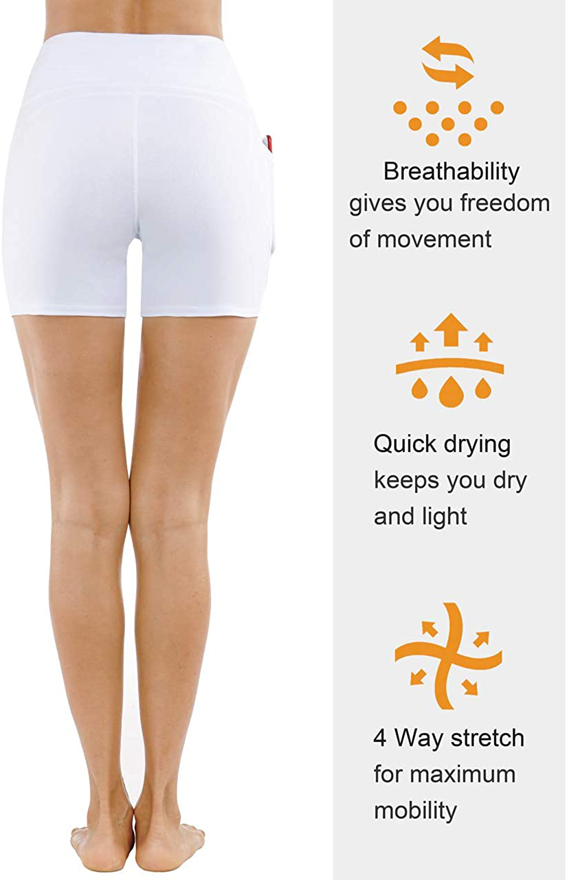 THE GYM PEOPLE High Waist Yoga Shorts for Women'S Tummy Control Fitness Athletic Workout Running Shorts with Deep Pockets Apparel & Accessories > Clothing > Shorts Kylie Max