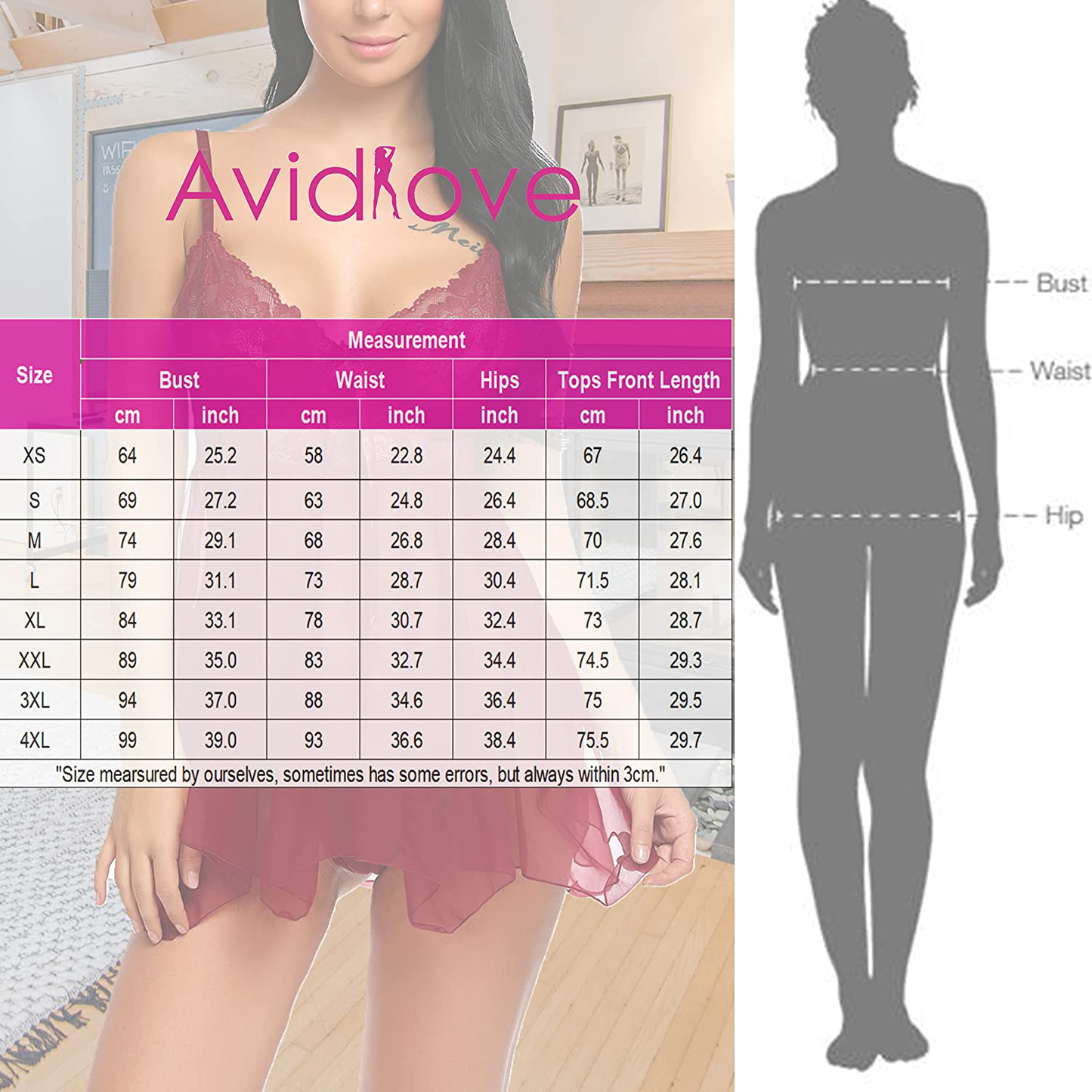 Avidlove Women Lingerie Babydoll Lace Nightgown Mesh Chemise Boudoir Nighty Apparel & Accessories > Clothing > Underwear & Socks > Lingerie Kylie Max