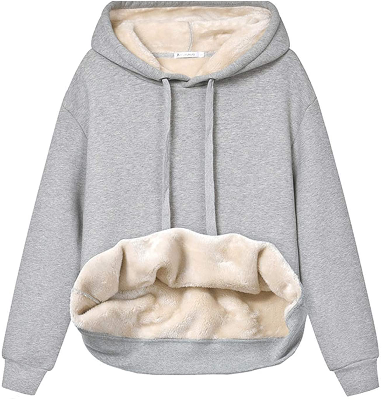 Haellun Womens Casual Winter Warm Fleece Sherpa Lined Pullover Hooded Sweatshirt Apparel & Accessories > Clothing > Activewear Kylie Max