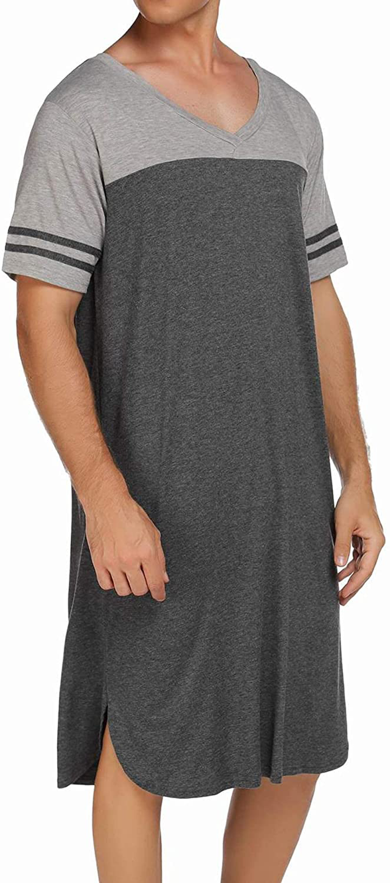 Ekouaer Nightgowns Mens V Neck Long Sleeve Sleepwear Big&Tall Pajama Sleeping Wear Loungewear Nightshirts M-XXXL Apparel & Accessories > Clothing > Sleepwear & Loungewear > Nightgowns Kylie Max