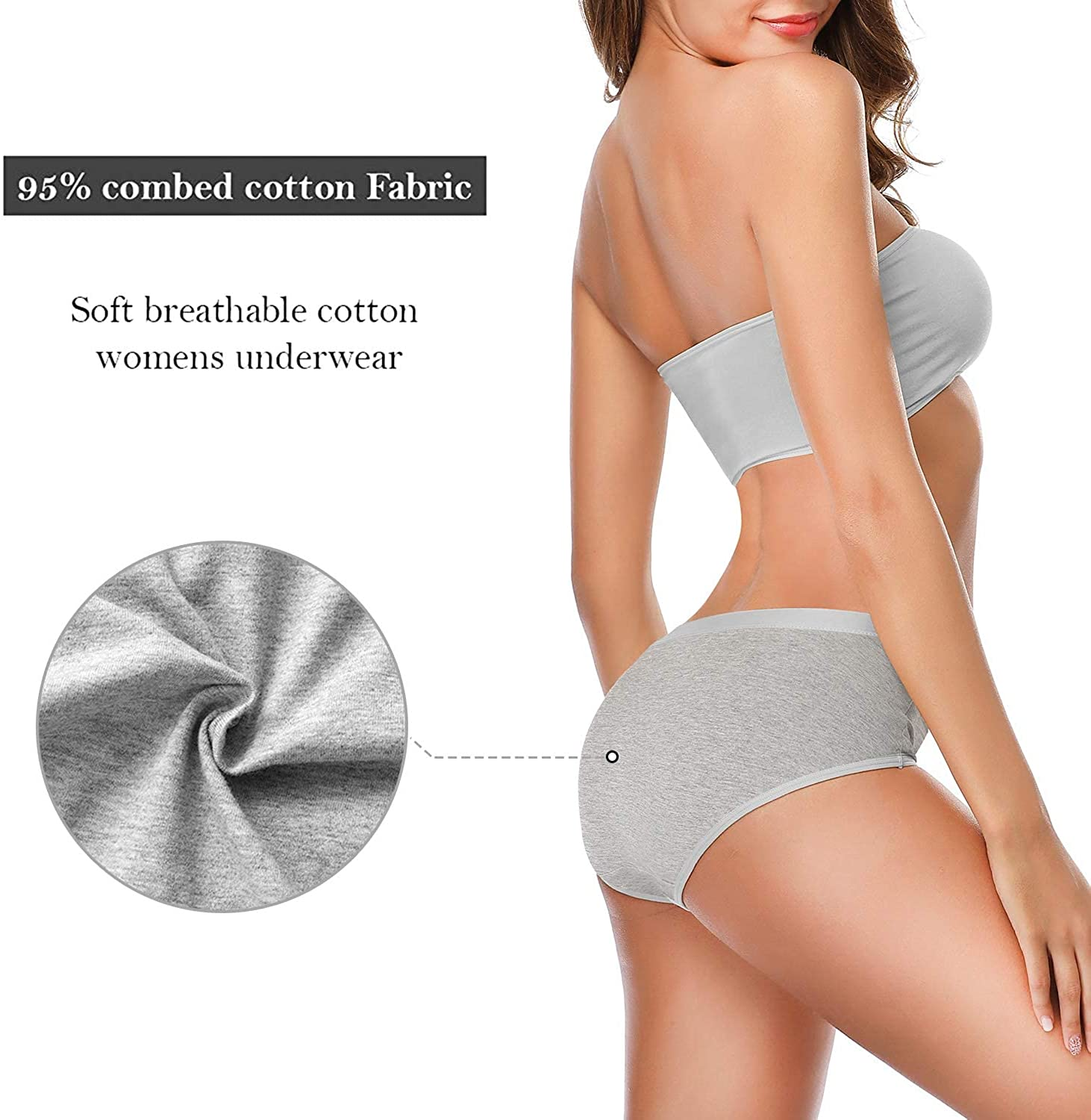 OLIKEME Womens Underwear Mid Waist Full Coverage Breathable Cotton Ladies Briefs Hipster Panties for Women Apparel & Accessories > Clothing > Underwear & Socks > Underwear OLIKEME