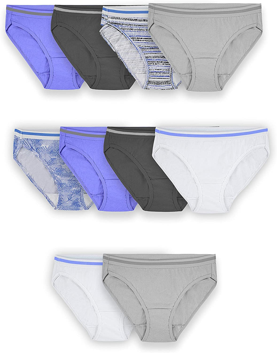 Fruit of the Loom Women'S Tag Free Cotton Bikini Panties Apparel & Accessories > Clothing > Underwear & Socks > Underwear Fruit of the Loom 10 Pack - Assorted Colors 9