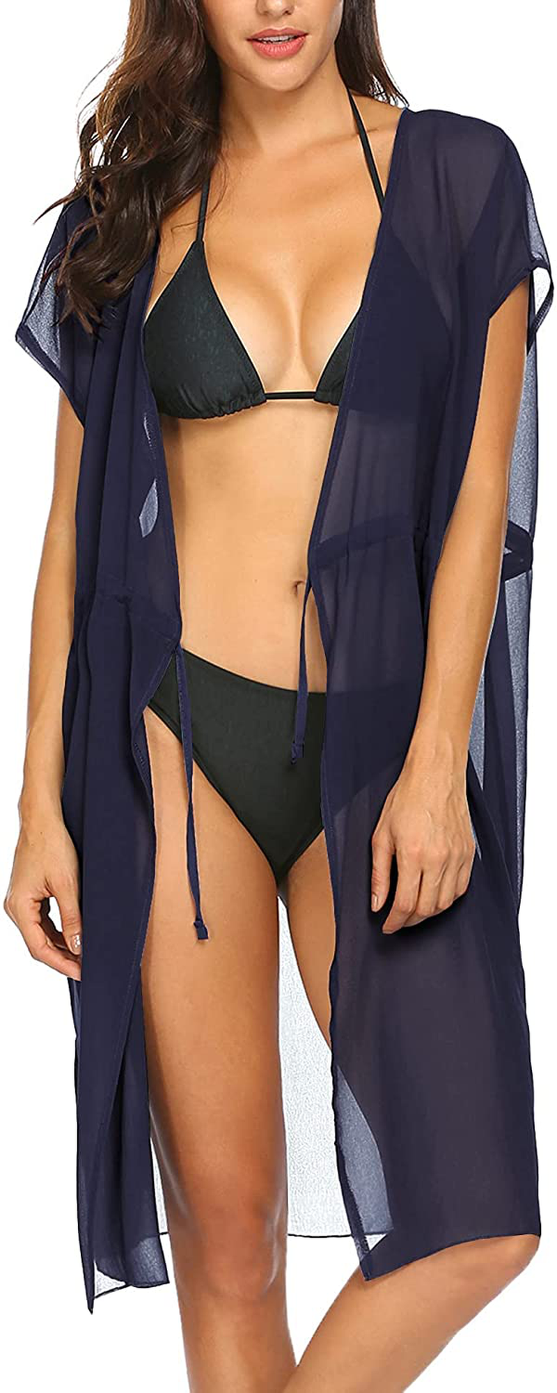 Ekouaer Women'S Summer Bikini Cover up Sexy Sheer Swimsuits Coverup Mesh Chiffon Beach Dress Swimwear Apparel & Accessories > Clothing > Swimwear Kylie Max