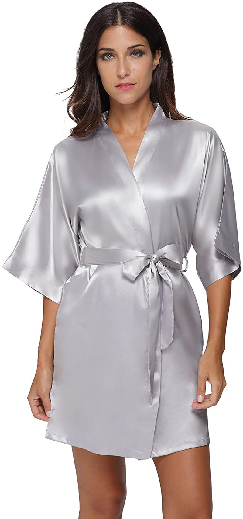 The Bund Women'S Short Robes Lace Bride Bridesmaids Sexy Bathrobe Satin Spa Robe Pure Color Apparel & Accessories > Clothing > Sleepwear & Loungewear > Robes The Bund