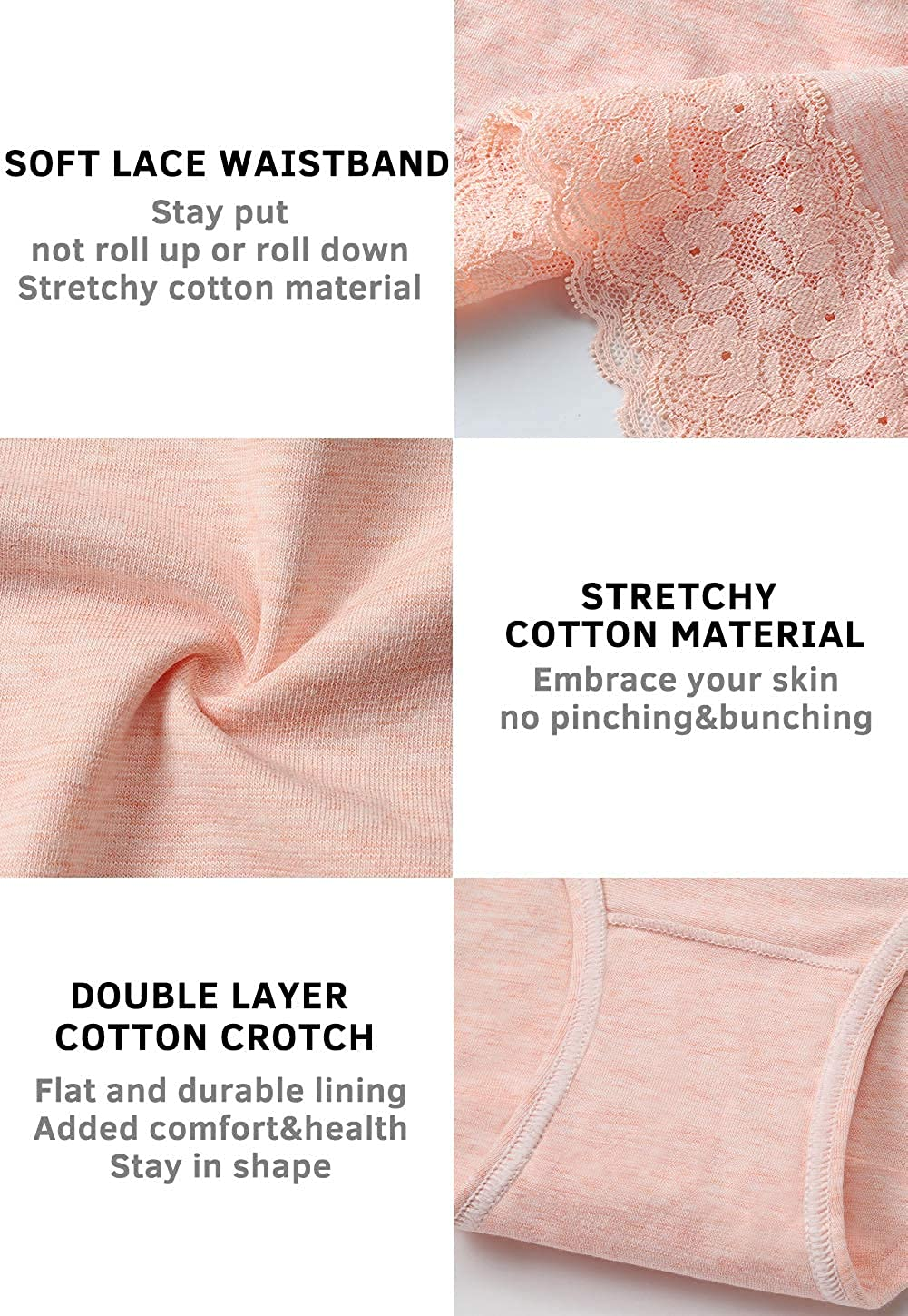 Cotton Panties for Women Bikini Underwear Hipster Underpants Lace Briefs Pack Apparel & Accessories > Clothing > Underwear & Socks > Underwear Wealurre