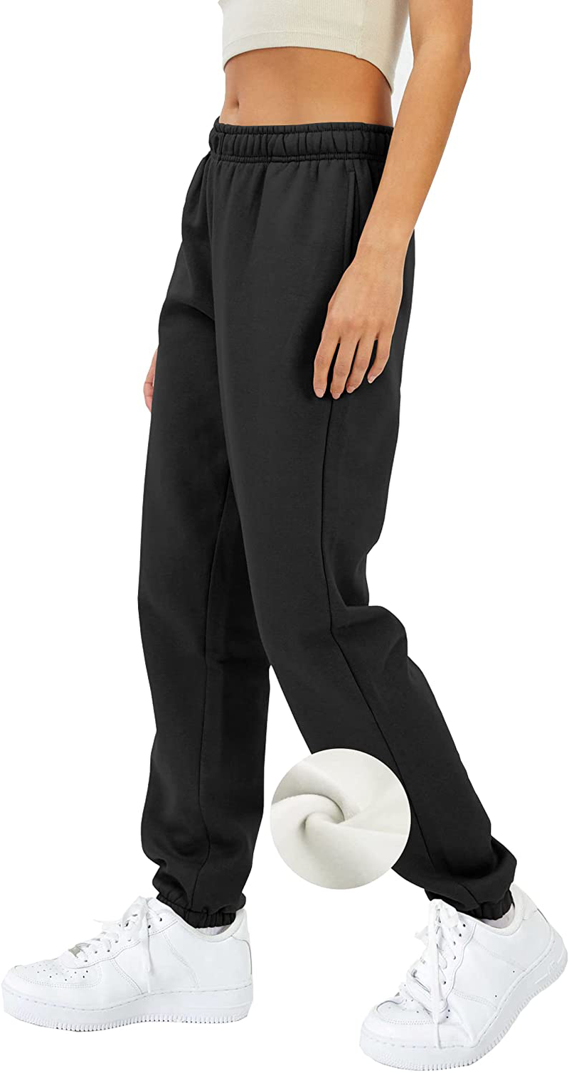 Trendy Queen Womens Fleece Sweatpants Warm Comfy Joggers Pants Athletic Lounge Leggings with Pockets Apparel & Accessories > Clothing > Activewear Kylie Max