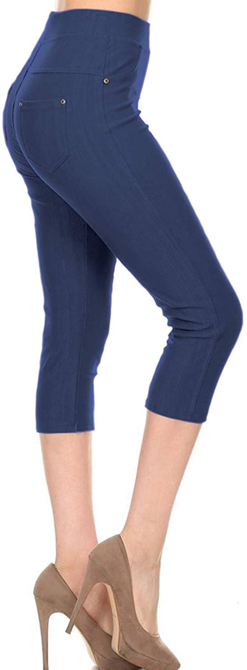 Leggings Depot Premium Quality Women's Cotton Blend Stretch Pull-on Jeggings with Pockets Apparel & Accessories > Clothing > Activewear LEGGINGS DEPOT Capri-royal 2X-3X