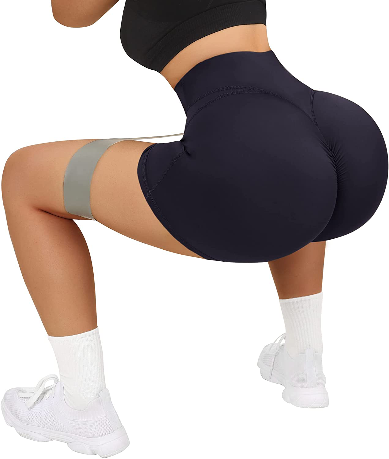 MOOSLOVER Women V Cross Waist Workout Shorts Butt Lifting High Waisted Biker Shorts Apparel & Accessories > Clothing > Shorts Kylie Max