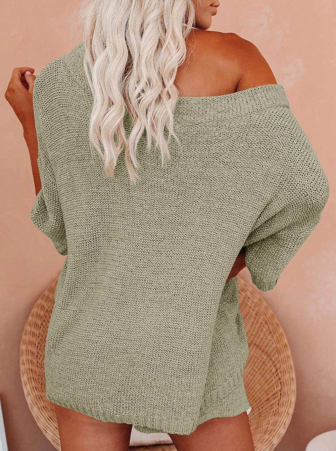 Ermonn Womens 2 Piece Outfits Sweater Sets off Shoulder Knit Tops Waist Short Suits Casual Pajama Set Apparel & Accessories > Clothing > Sleepwear & Loungewear Kylie Max