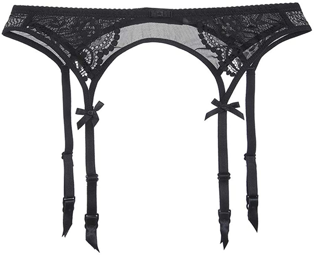 Women Push up Bras Set Lace Lingerie Bra and Panties and Garter and Stocking 4Pcs Apparel & Accessories > Clothing > Underwear & Socks > Lingerie Ningsige