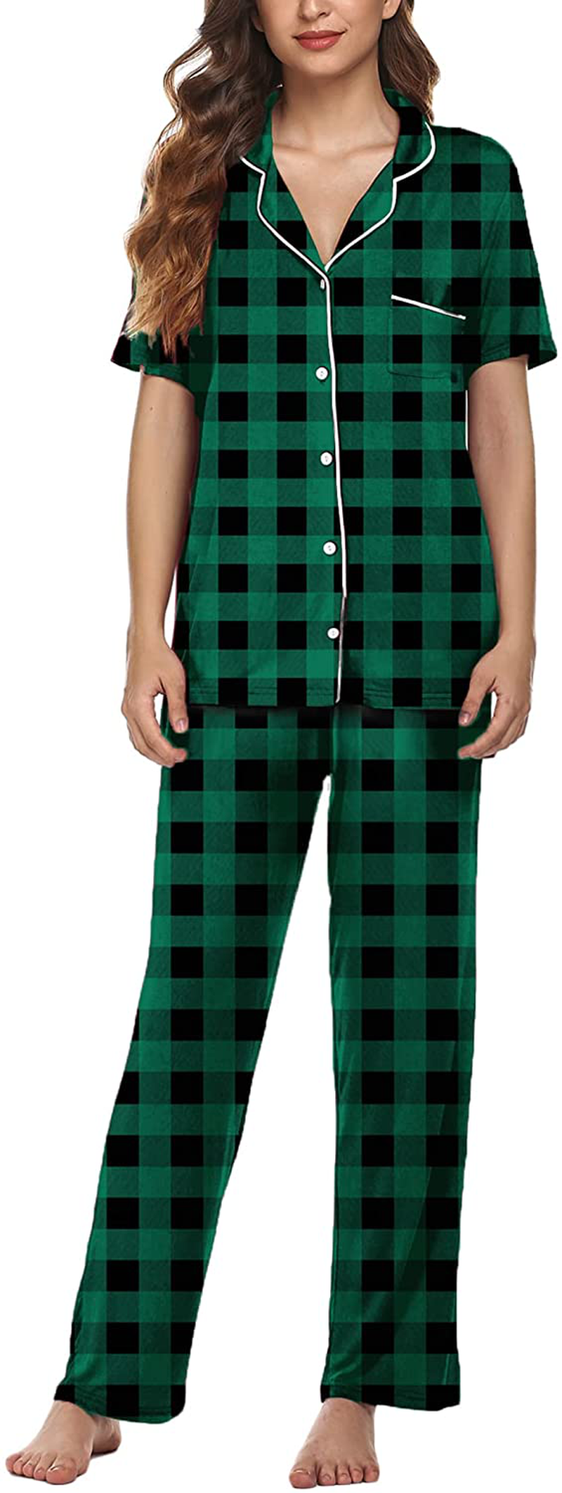 Avidlove Women Pajamas Set Notch Collar Soft Sleepwear Pjs Short Sleeve Button Down Nightwear with Long Pants Apparel & Accessories > Clothing > Sleepwear & Loungewear > Pajamas Avidlove