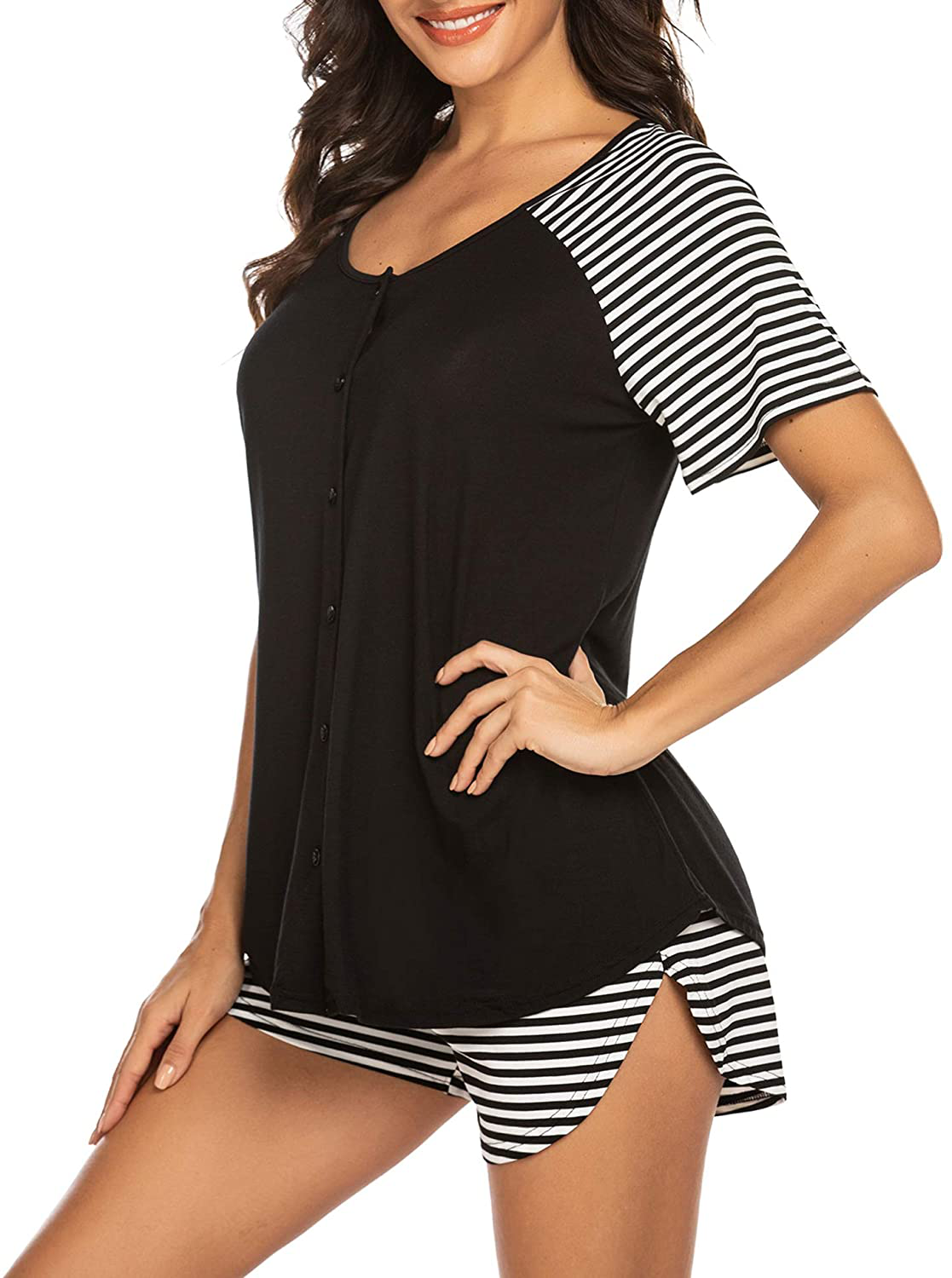 Ekouaer Women's Pajama Short Sleeve Sleepwear Soft Pj Set Top and Shorts Pajamas Set Apparel & Accessories > Clothing > Sleepwear & Loungewear > Pajamas Ekouaer