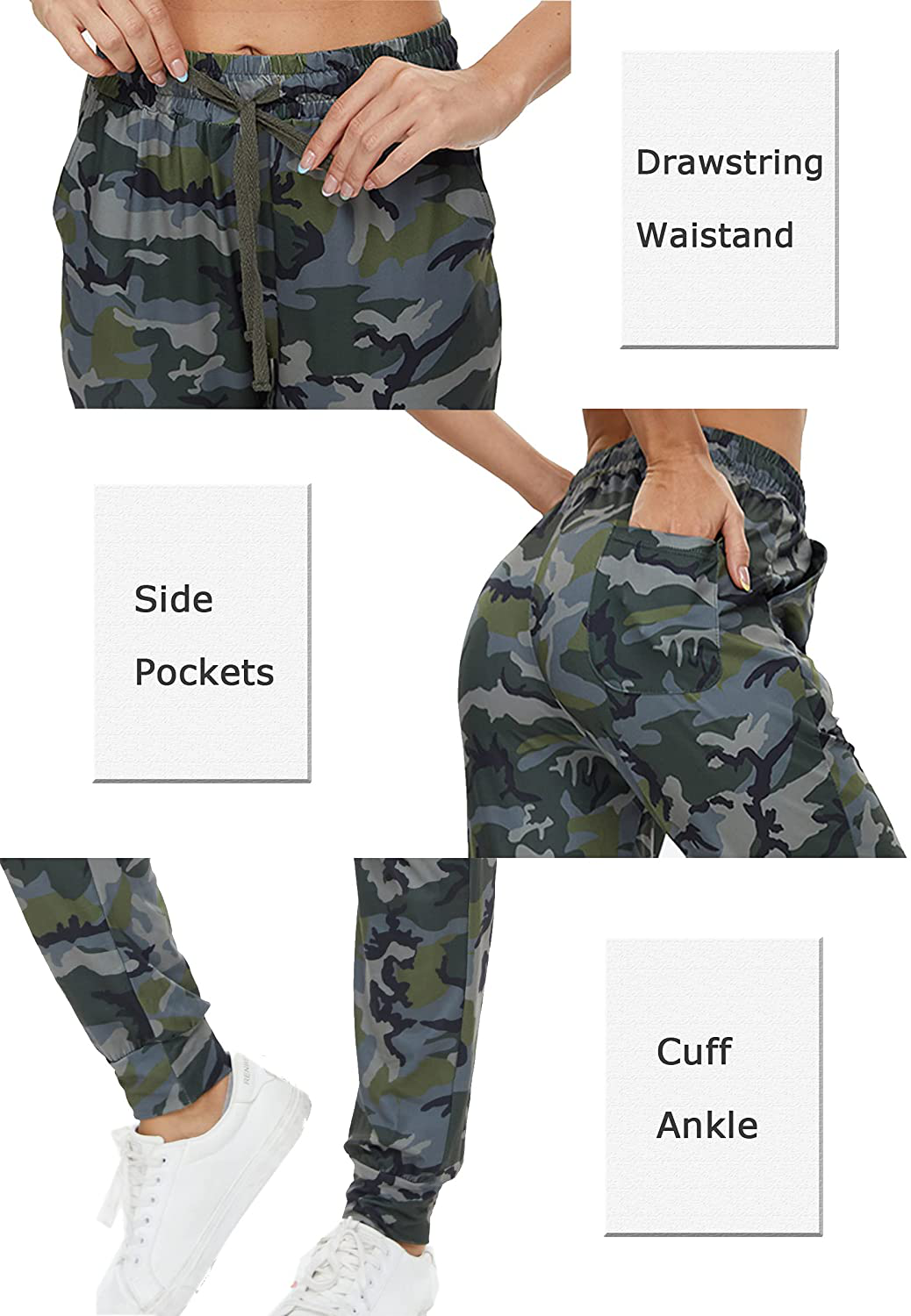 BATHRINS Women Tapered Joggers with Pockets – Casual Yoga High Waist Sweatpants Apparel & Accessories > Clothing > Activewear Kylie Max