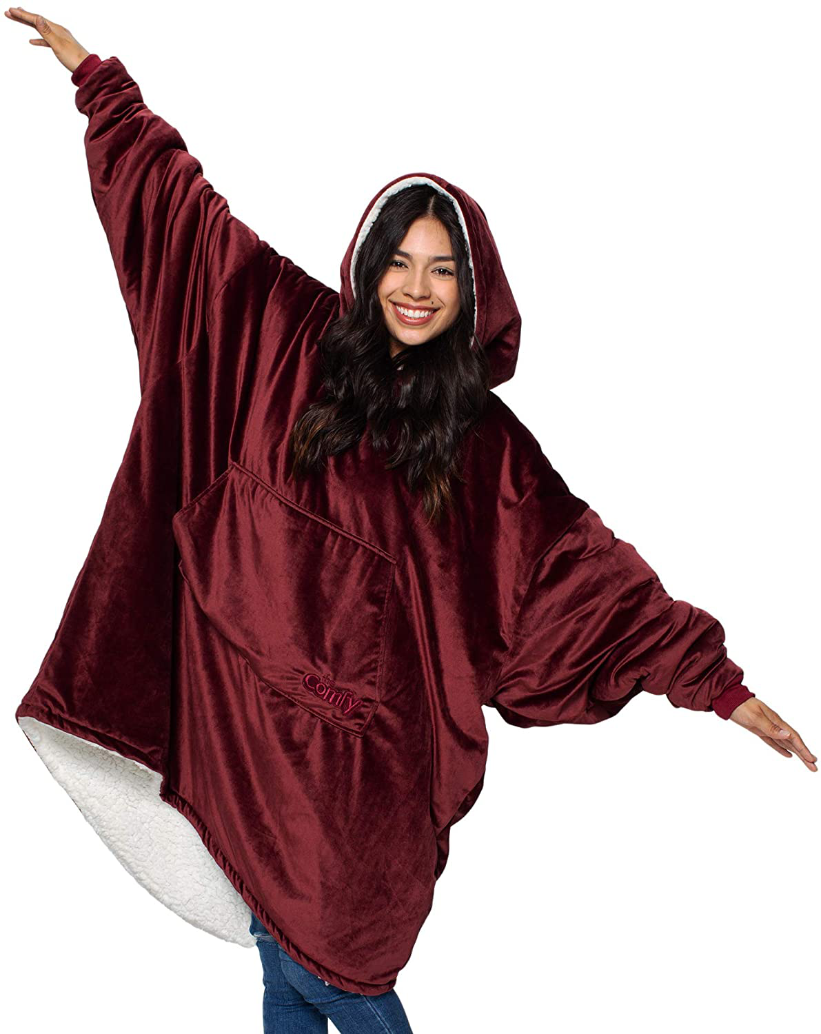 THE COMFY Original| Oversized Microfiber & Sherpa Wearable Blanket, Seen On Shark Tank, One Size Fits All Arts & Entertainment > Party & Celebration > Gift Giving The Comfy Burgundy Original