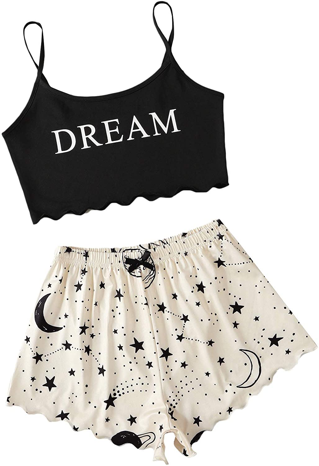 Shein Women'S Cute Cartoon Print Cami Top and Shorts Pajama Set Apparel & Accessories > Clothing > Sleepwear & Loungewear Kylie Max