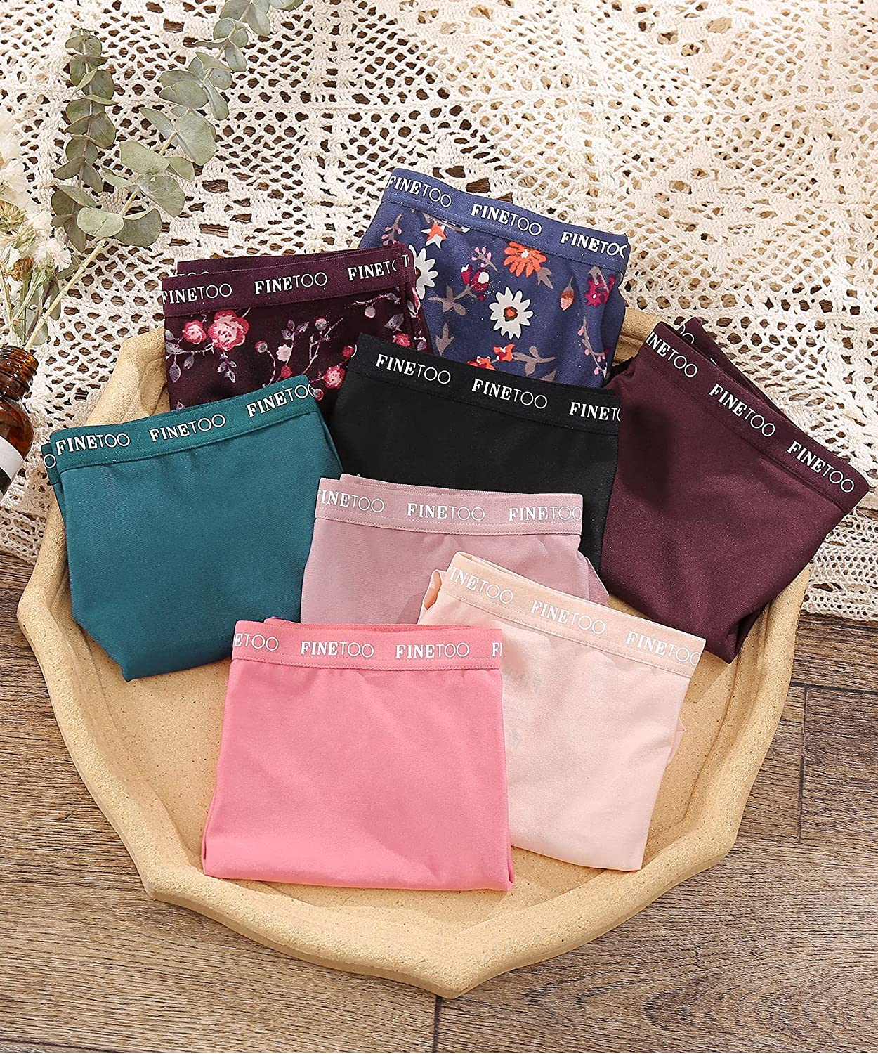 FINETOO Womens Bikini Panties Underwear Soft Stretch Hipster Laser Cut Briefs Sexy Low Rise Hiphugger Cheekini Multi Pack Apparel & Accessories > Clothing > Underwear & Socks > Underwear KYLIE MAX