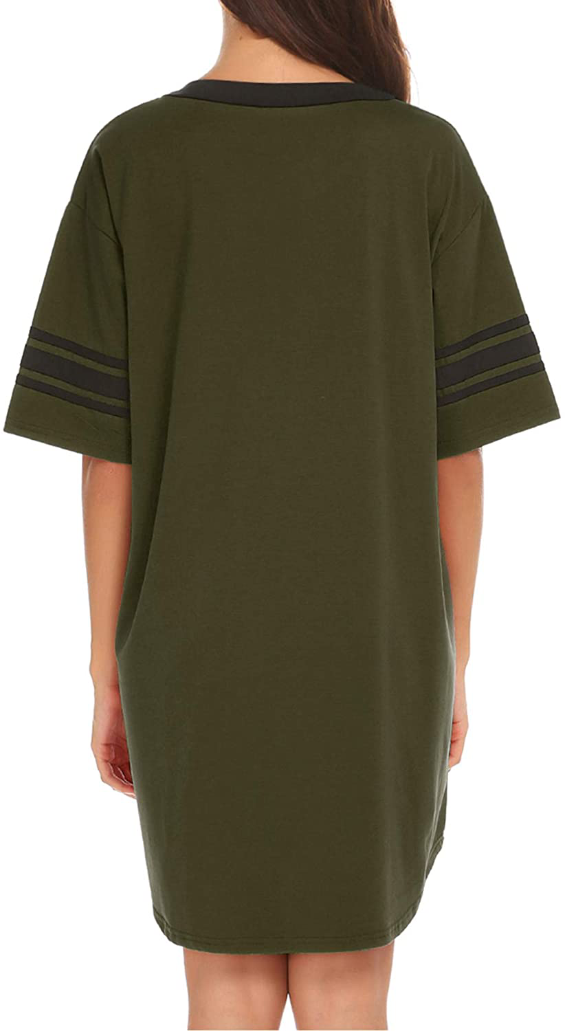 Ekouaer Women'S Nightgown, Cotton Novelty Sleepshirts V Neck Short Sleeve Sleep Shirt Loose Comfy Pajama Sleepwear S-XXL Apparel & Accessories > Clothing > Sleepwear & Loungewear > Nightgowns Kylie Max