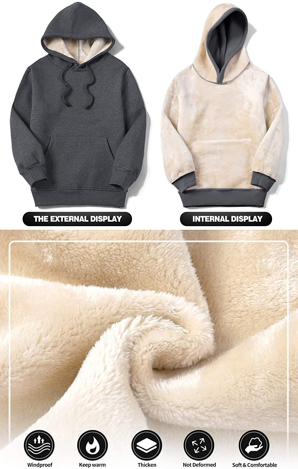 Theast Womens Winter Casual Warm Fleece Sherpa Lined Pullover Hooded Sweatshirt, Hoodies Sweatshirt for Women Apparel & Accessories > Clothing > Activewear Kylie Max