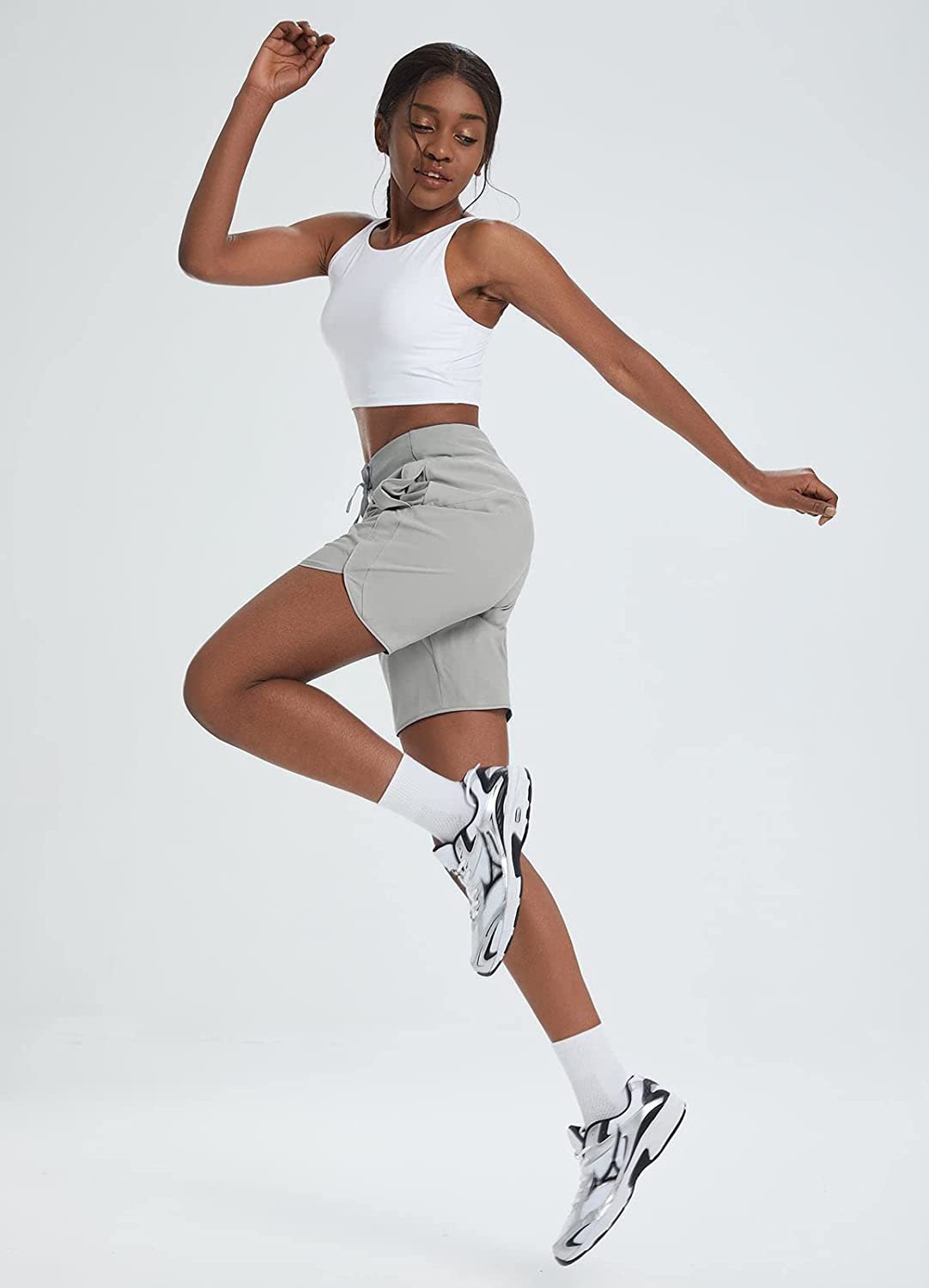 BALEAF Women'S 7" Long Shorts Lightweight for Running Workout Hiking Unlined Zipper Pocket Quick Dry Apparel & Accessories > Clothing > Shorts Kylie Max