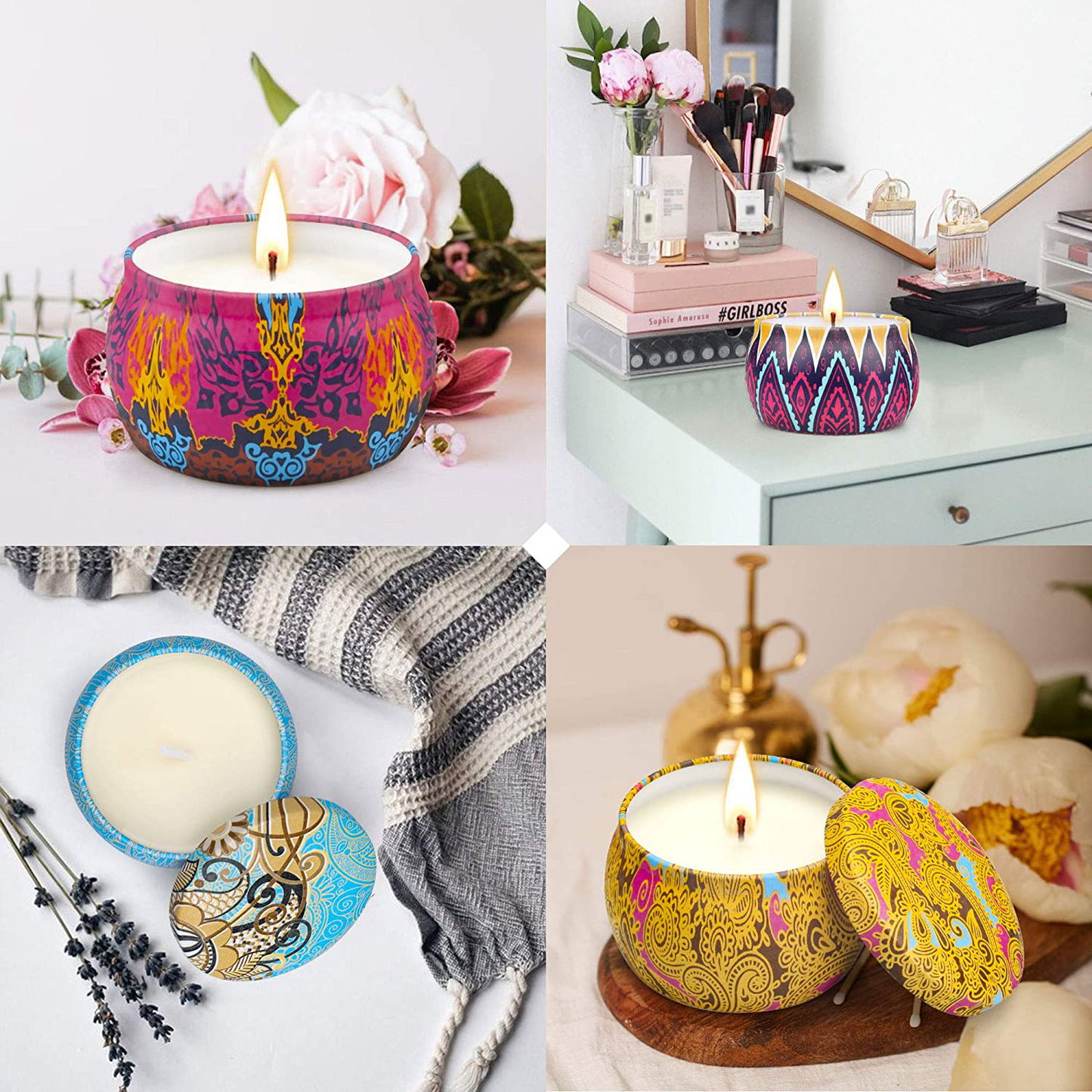 Scented Candles Gifts Set for Women, Aromatherapy Candles for Home Scented, Upgraded Large Tin of Soy Candle Lavender Candle Birthday Gifts for Women Mom Bath Spa Meditation Christmas Gifts Candles Arts & Entertainment > Party & Celebration > Gift Giving LGJDF