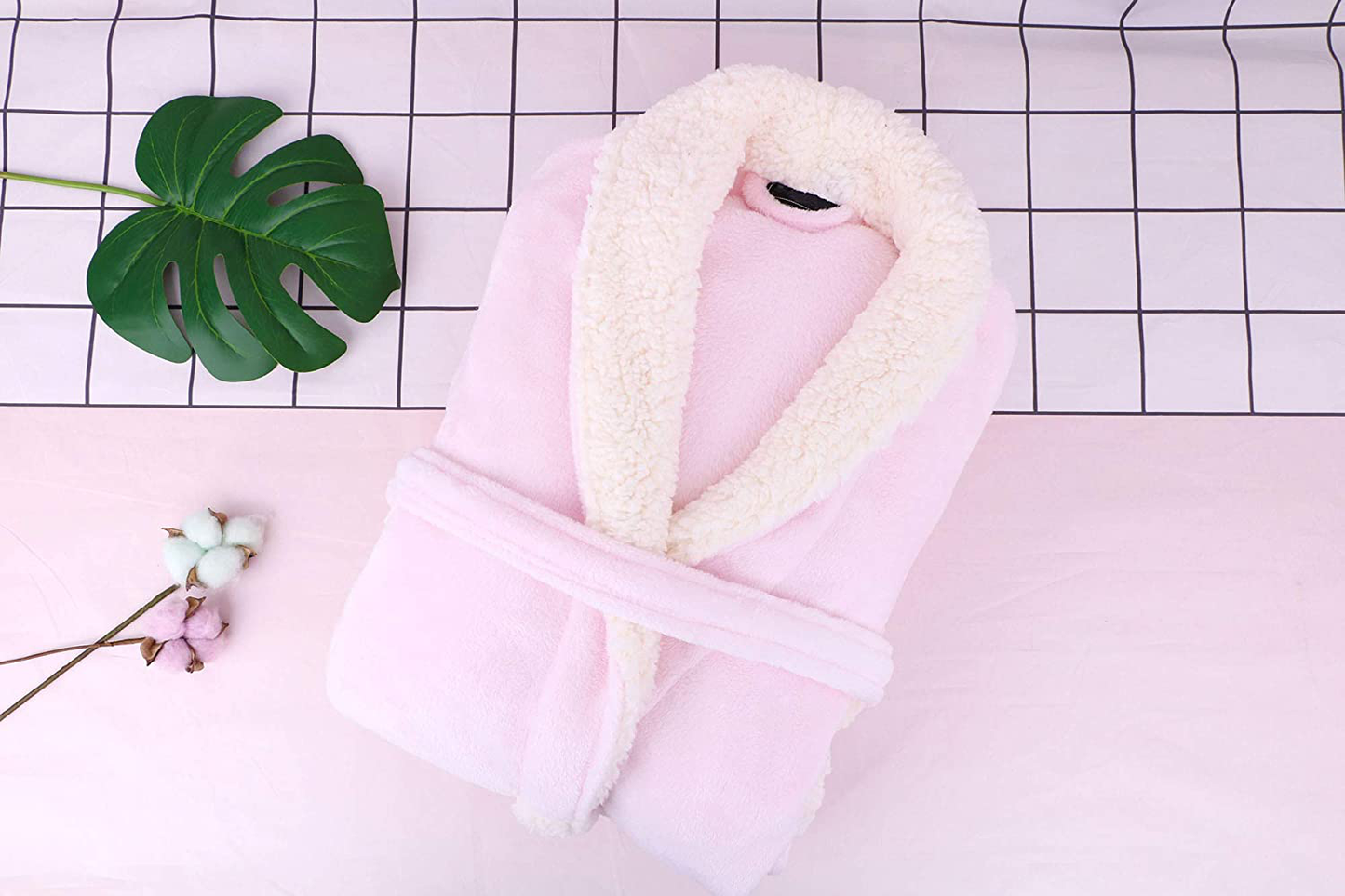Burklett Luxury Sherpa Trim Fleece Long Bath Robe with Pocket Apparel & Accessories > Clothing > Sleepwear & Loungewear > Robes Kylie Max