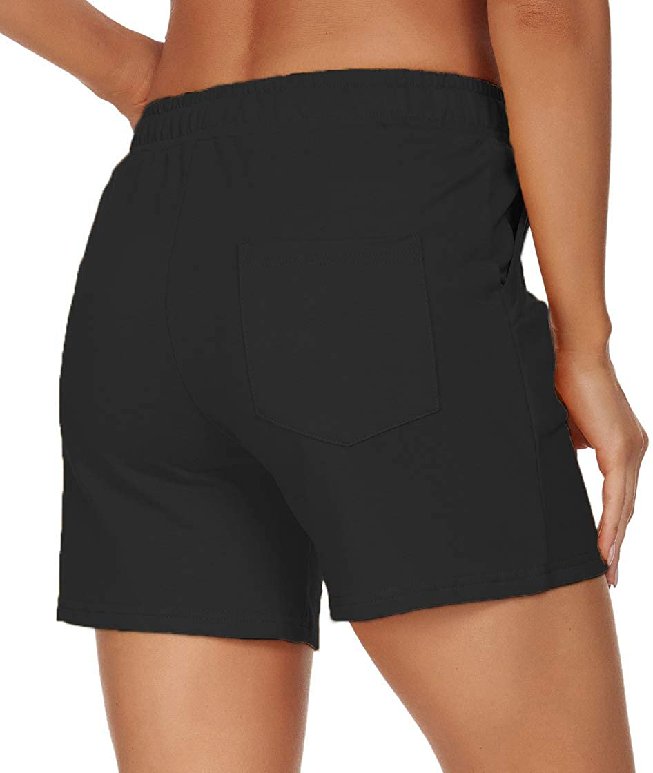 Tandisk Women'S 5" Casual Jersey Cotton Shorts Lounge Yoga Pajama Walking Shorts with Pockets Activewear Apparel & Accessories > Clothing > Shorts Kylie Max