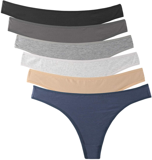 ELACUCOS 6 Pack Women's Thongs Cotton Breathable Panties Bikini Underwear Apparel & Accessories > Clothing > Underwear & Socks > Underwear ELACUCOS 6 Pack- Basics Large