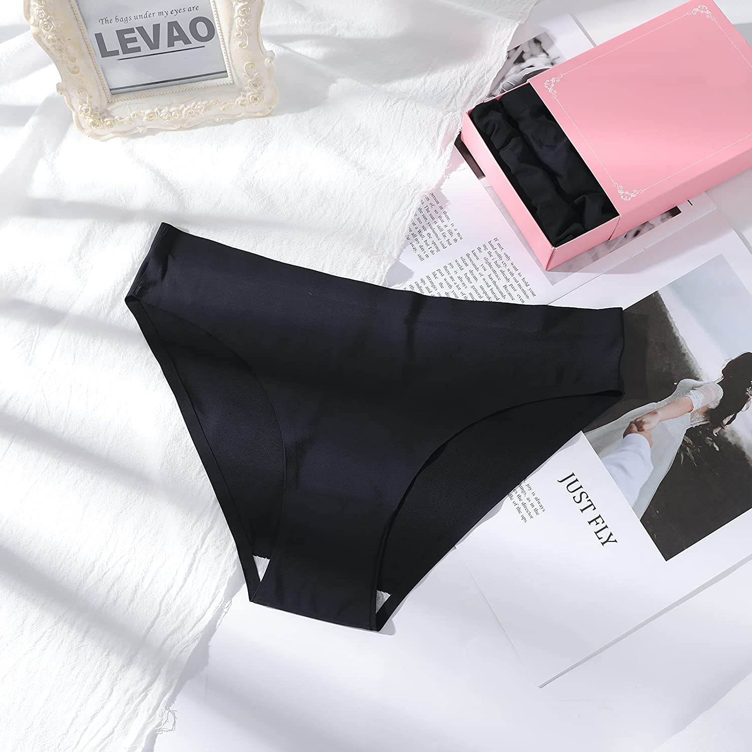 LEVAO Seamless Underwear for Women Soft Breathable Stretch Printed Briefs No Show Cheeky Bikini Panties Pack of 6 Apparel & Accessories > Clothing > Underwear & Socks > Underwear LEVAO