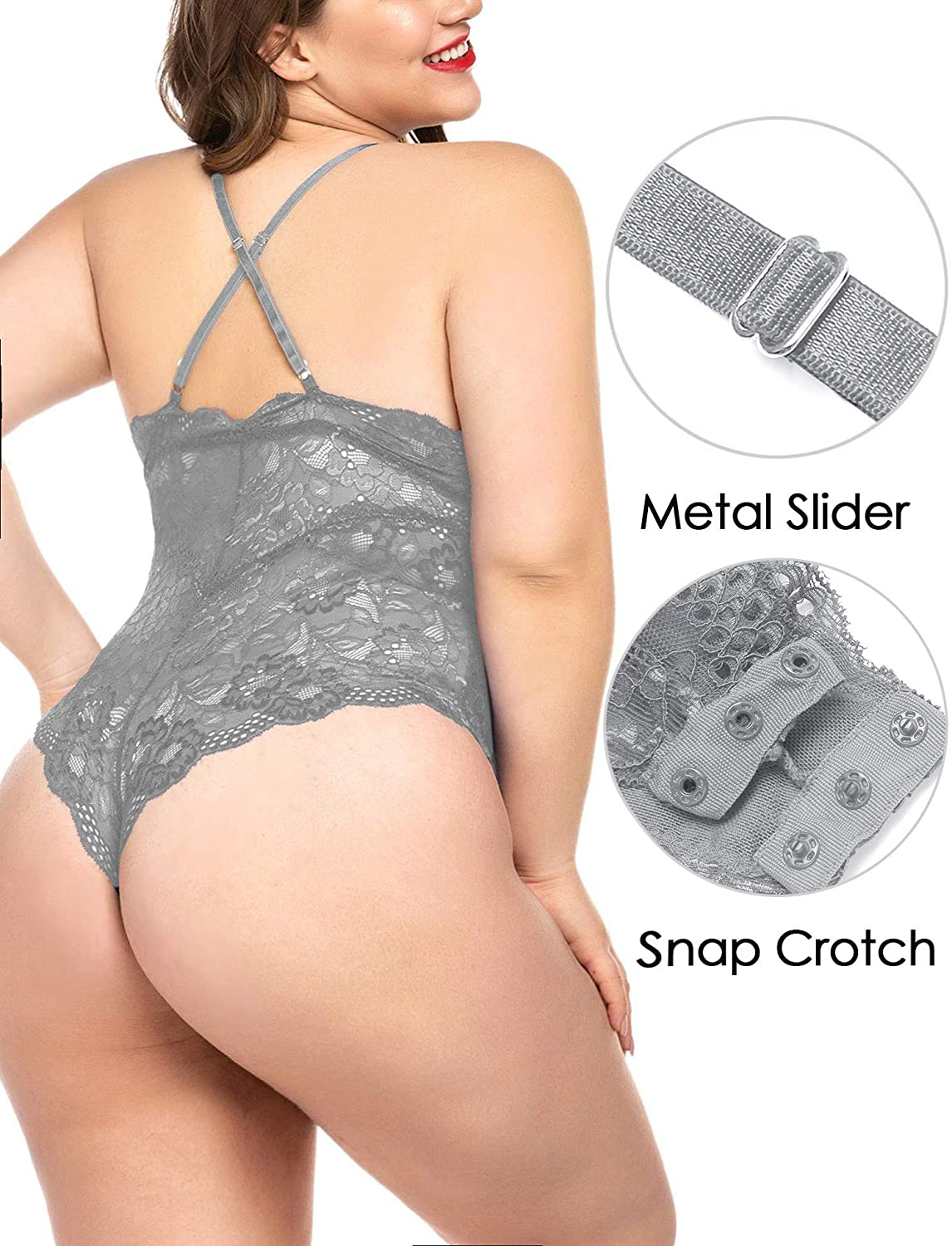 ELOVER Lingerie for Women Plus Size Lace Teddy Lingerie Bodysuit One Piece Babydoll Apparel & Accessories > Clothing > Underwear & Socks > Lingerie ELOVER