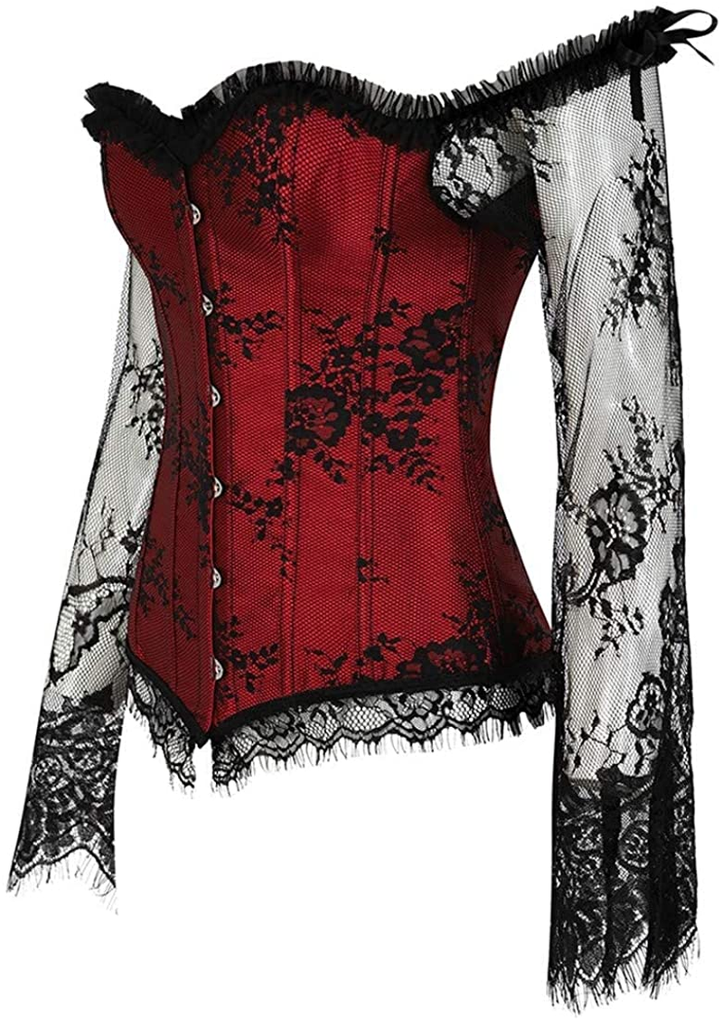 Corset Tops for Women Corset - Overbust Lingerie - Lace up Back Bustier Top - Fashion Corsets with Sleeve Apparel & Accessories > Clothing > Underwear & Socks > Lingerie SZIVYSHI
