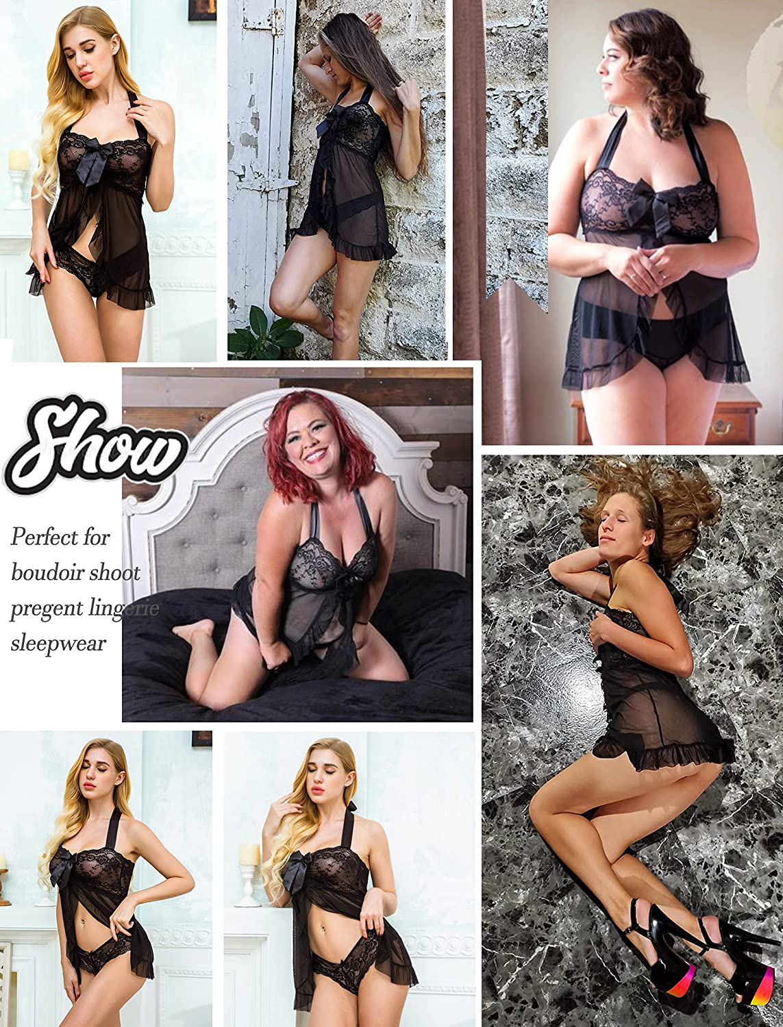 Avidlove Lingerie for Women Lace Babydoll Dress Bridal Langerie Maternity Negligee plus Size Lingerie S-5XL Apparel & Accessories > Clothing > Underwear & Socks > Lingerie Kylie Max