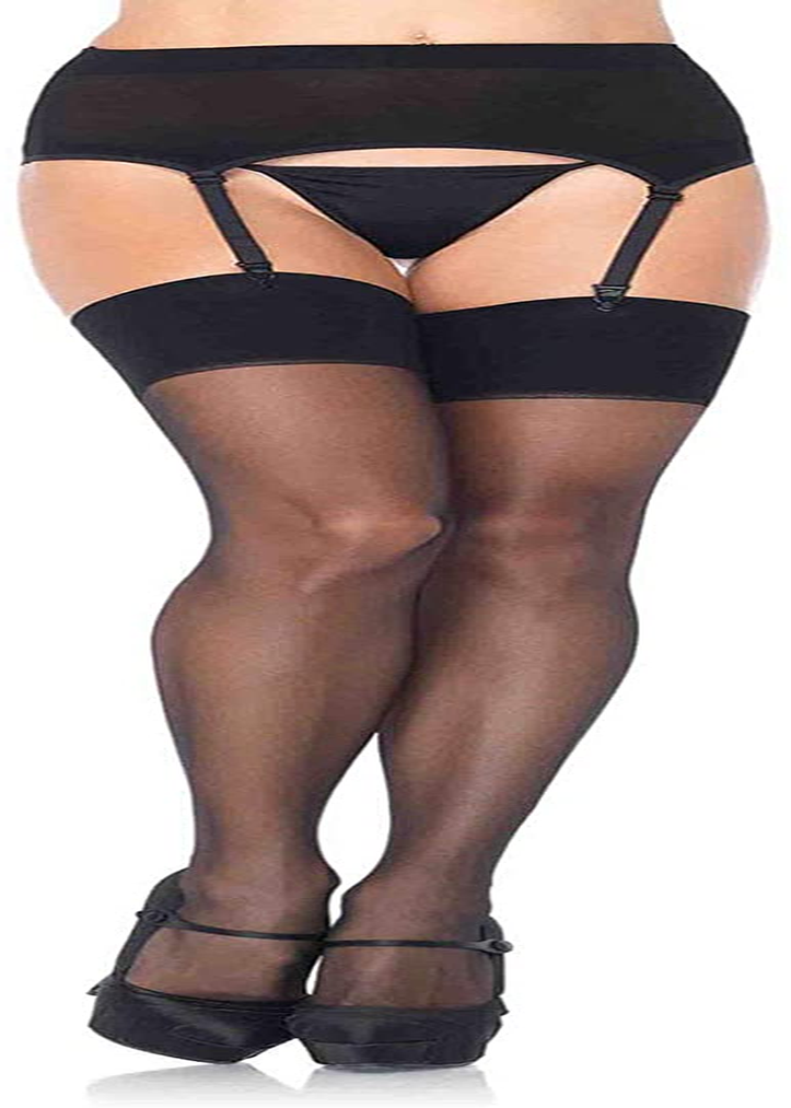Leg Avenue Women'S Sheer Stockings with Attached Garter Belt Apparel & Accessories > Clothing > Underwear & Socks > Lingerie Leg Avenue Black One Size