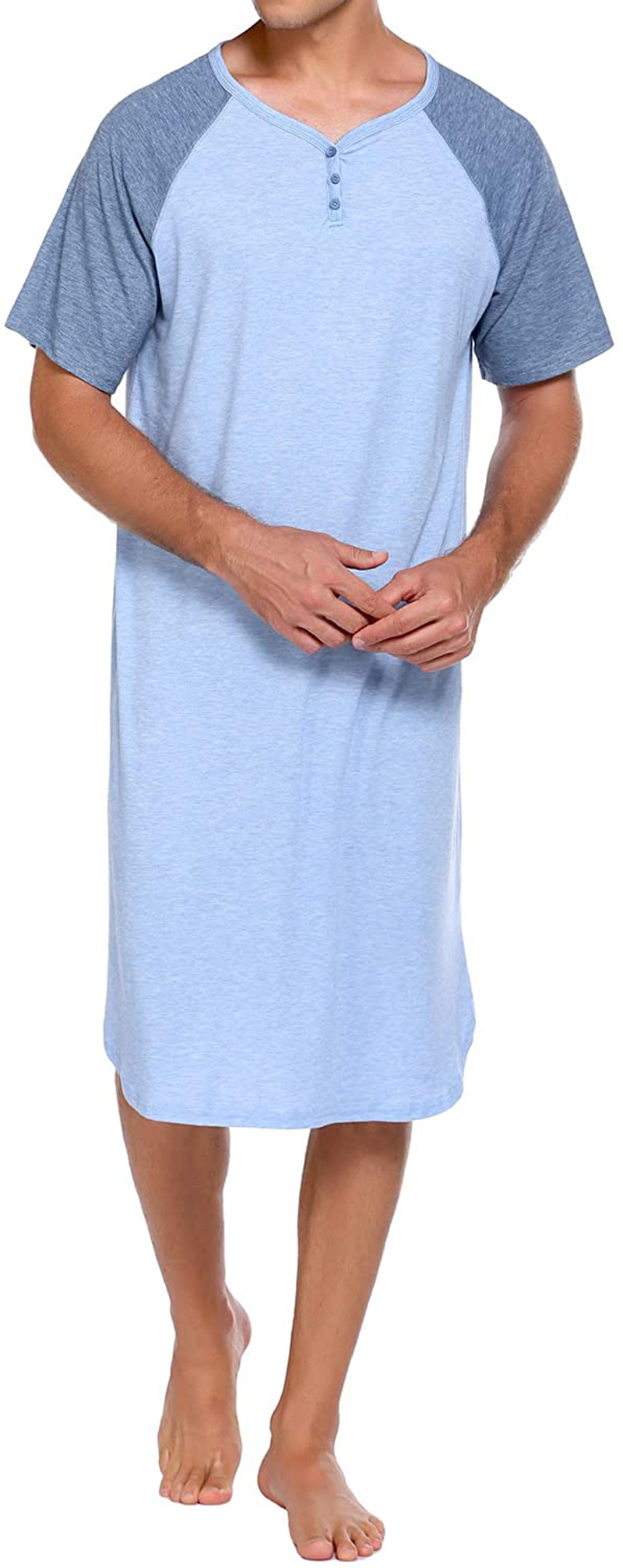 Ekouaer Sleepwear Men'S Nightshirt Short Sleeve Pajamas Comfy Big & Tall Henley Sleep Shirt M-XXXL Apparel & Accessories > Clothing > Sleepwear & Loungewear > Nightgowns Kylie Max