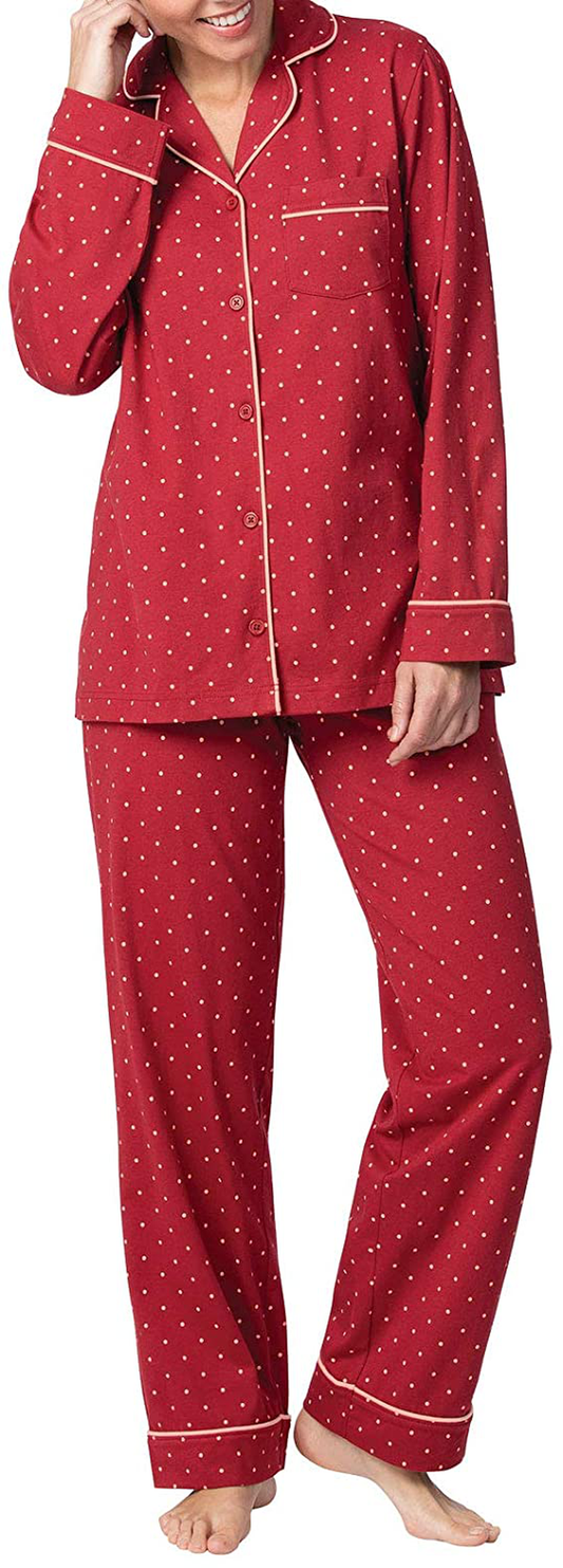 PajamaGram Pajama Set for Women - Cotton Jersey Pajamas Women Apparel & Accessories > Clothing > Sleepwear & Loungewear > Pajamas PajamaGram Spice - Polka Dot Large