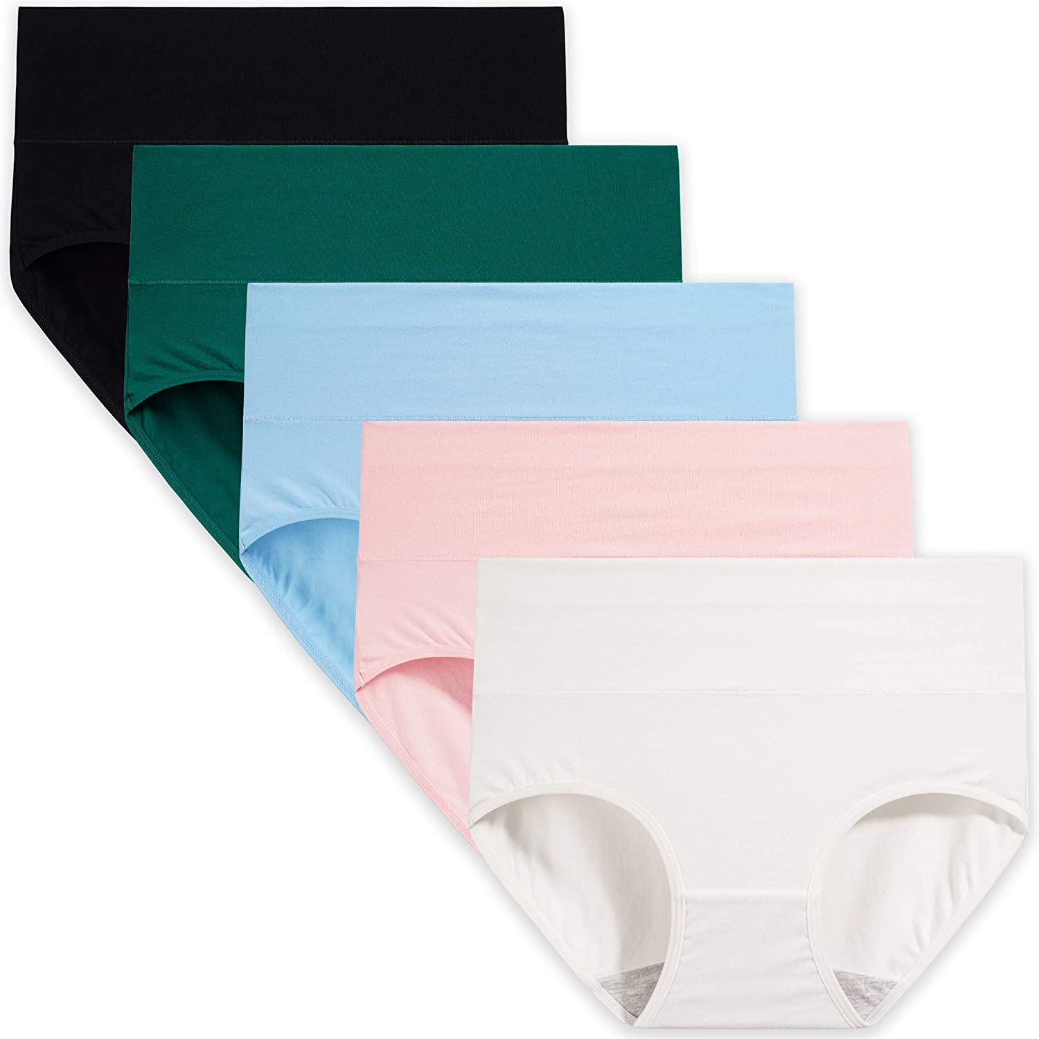 INNERSY Womens High Waisted Underwear Cotton Panties Regular & plus Size 5-Pack Apparel & Accessories > Clothing > Underwear & Socks > Underwear INNERSY Spring Promises X-Large