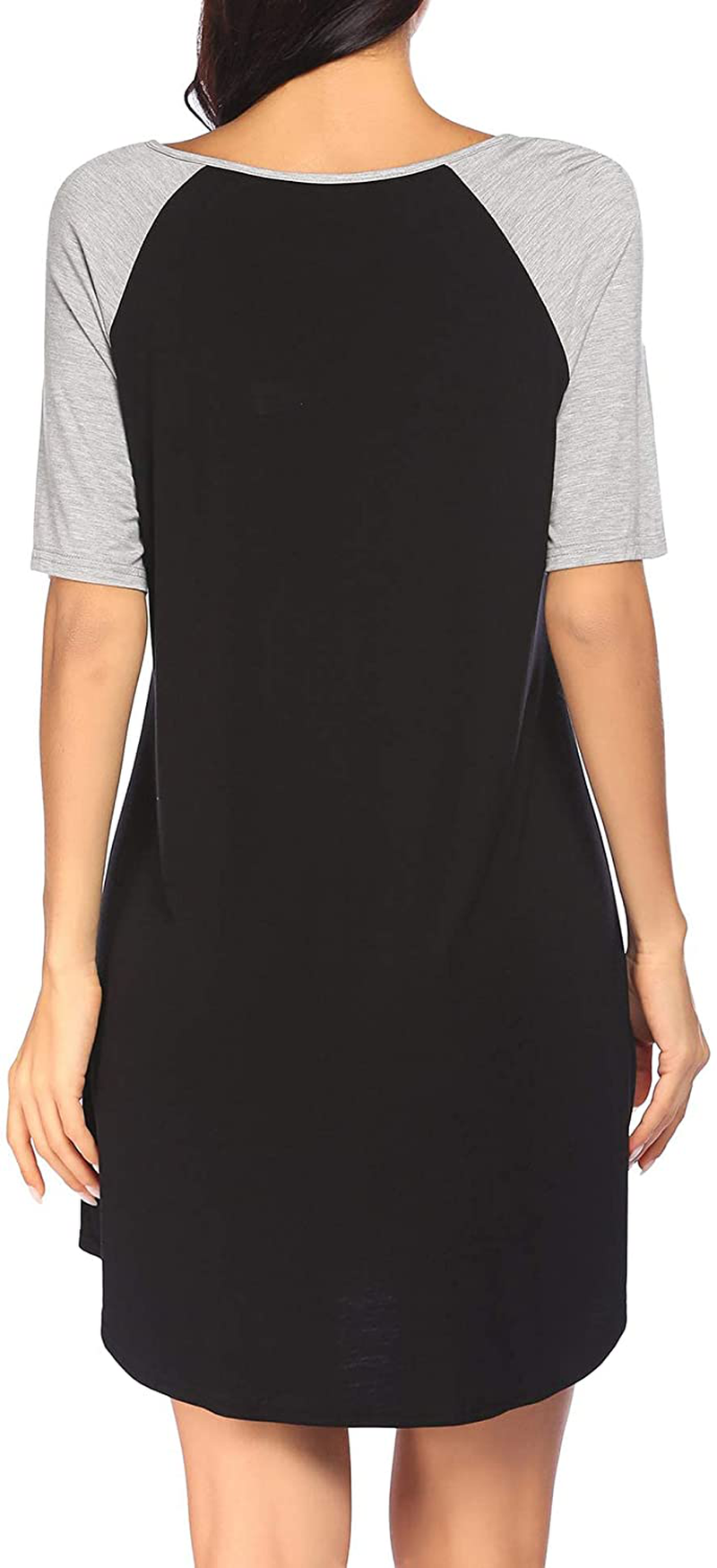 Ekouaer Short Sleeve Nightgown Raglan Sleepshirt Color Block Nightshirt Lounge Dress Casual Sleepwear for Women Apparel & Accessories > Clothing > Sleepwear & Loungewear > Nightgowns Kylie Max