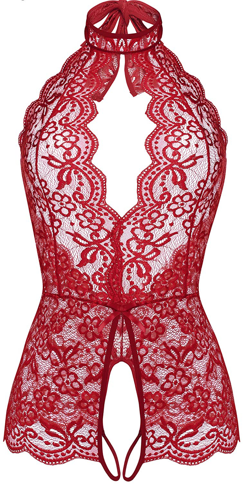 LOLLO VITA Women Lingerie Lace Bodysuit One Piece Babydoll Teddy Chemise Sleepwear Apparel & Accessories > Clothing > Underwear & Socks > Lingerie LOLLO VITA Wine Red Small