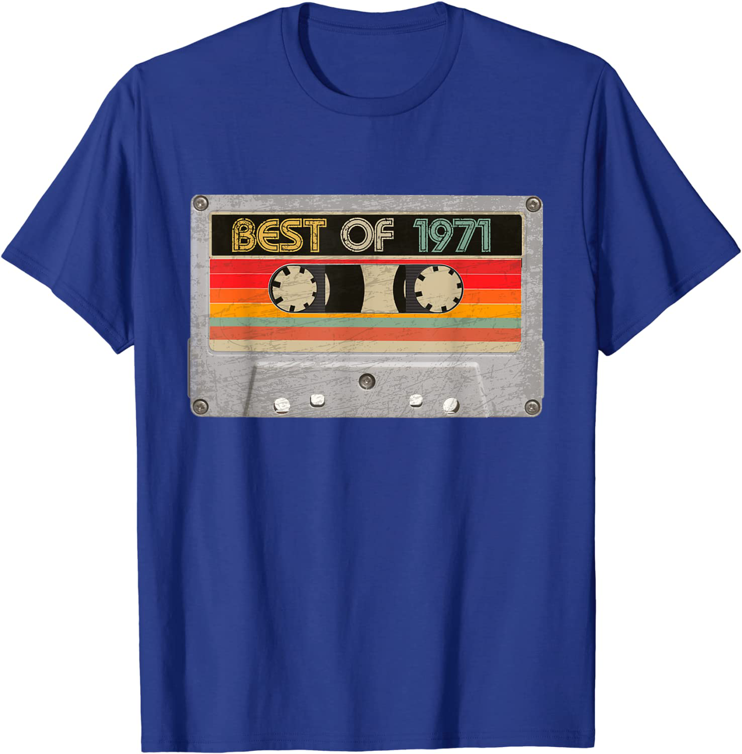 Best Of 1971 50th Birthday Gifts Cassette Tape Vintage T-Shirt Arts & Entertainment > Party & Celebration > Gift Giving BORN Royal Blue Men 3XL