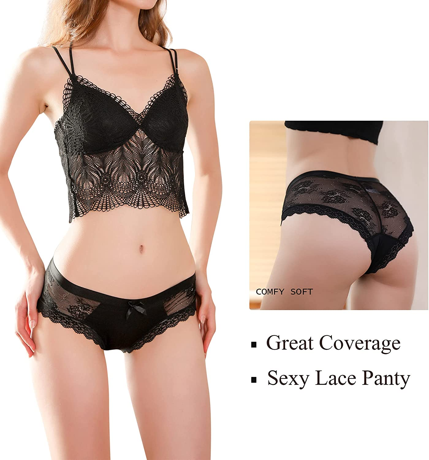 LEVAO Womens Bikini Panties Underwear Lace Hipster Seamless Sexy Hi Cuts Pack 6 Apparel & Accessories > Clothing > Underwear & Socks > Underwear LEVAO