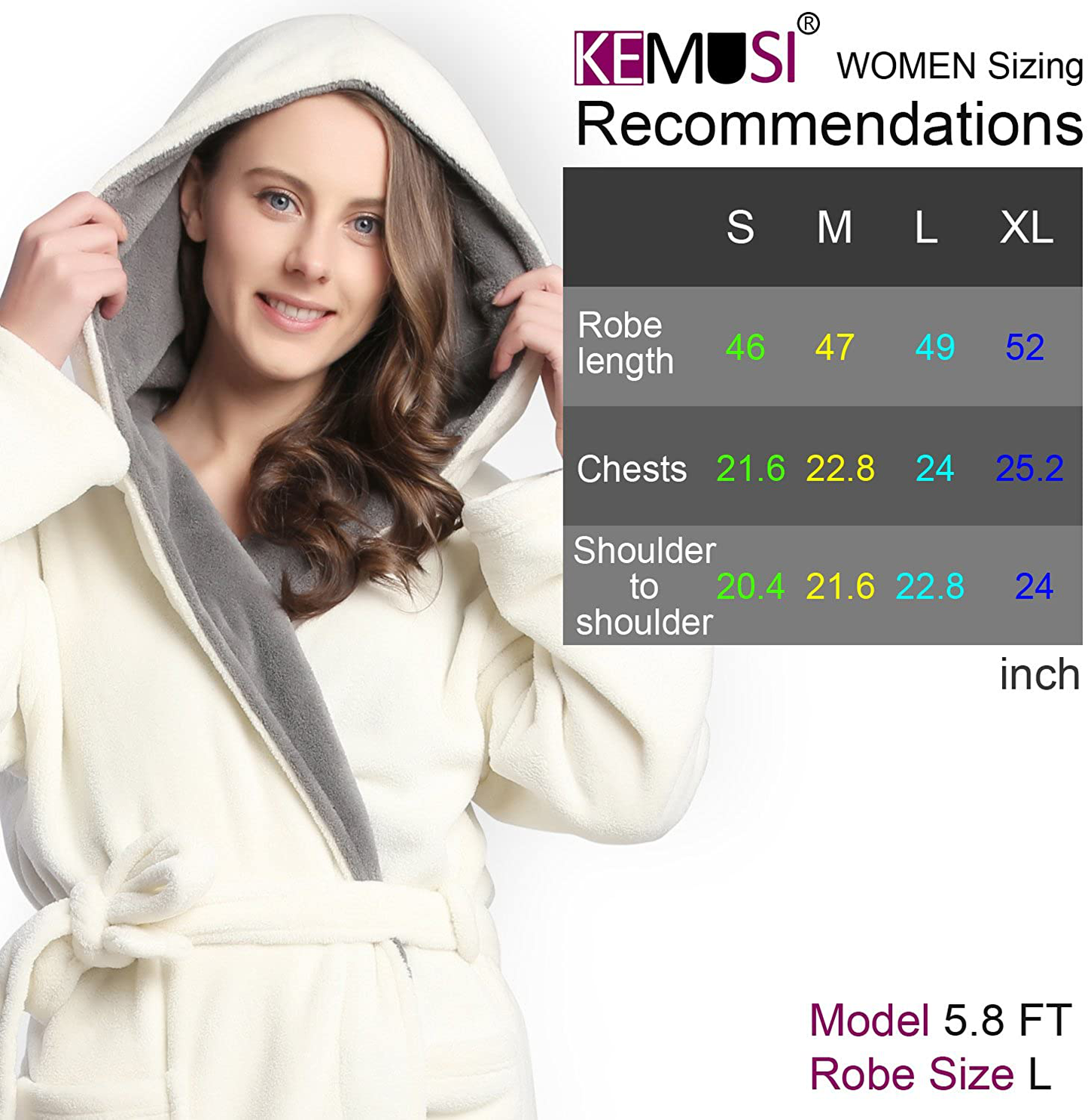 KEMUSI Hooded Herringbone Women'S Soft Spa Long Kimono Bathrobe,Comfy Full Length Warm Nightdress Apparel & Accessories > Clothing > Sleepwear & Loungewear > Robes Kylie Max