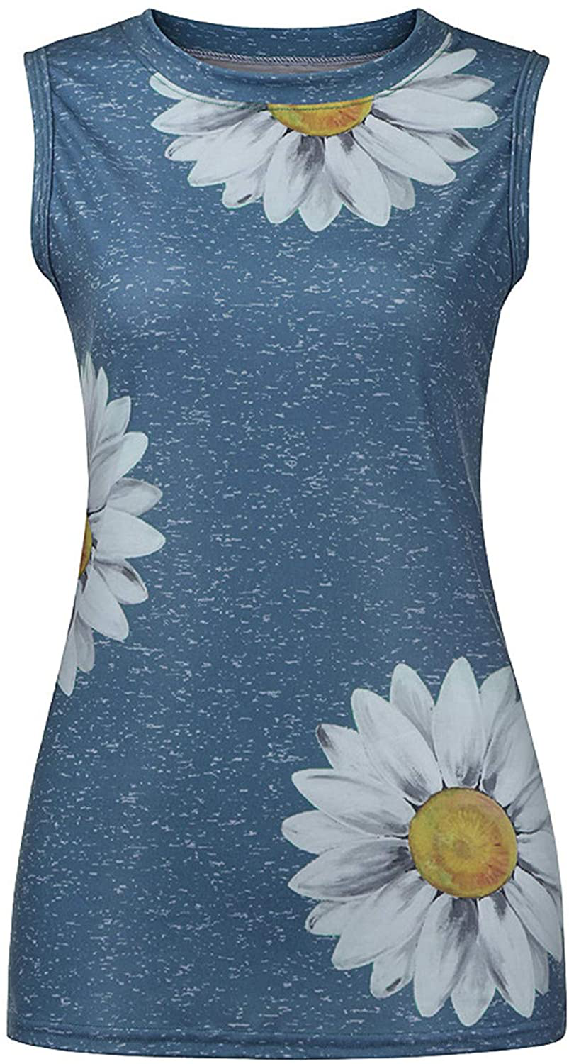 FABIURT Womens Tank Tops, Women Cute Sunflower Printed Vest Tshirt Sleeveless Workout Tunic Loose Casual Summer Tank Top Apparel & Accessories > Clothing > Activewear Kylie Max