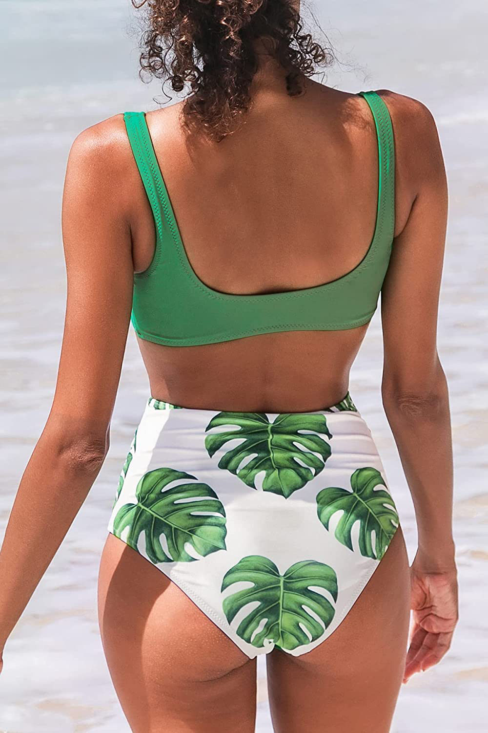 CUPSHE Women's High Waist Bikini Swimsuit Floral Print Knot Two Piece Bathing Suit Apparel & Accessories > Clothing > Swimwear KYLIE MAX