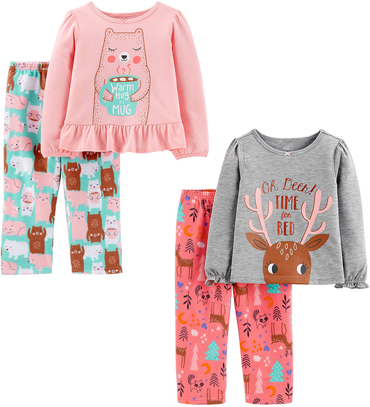 Simple Joys by Carter'S Toddler Girls' 4-Piece Fleece Pajama Set (Poly Top & Fleece Bottom) Apparel & Accessories > Clothing > Sleepwear & Loungewear > Pajamas Kylie Max
