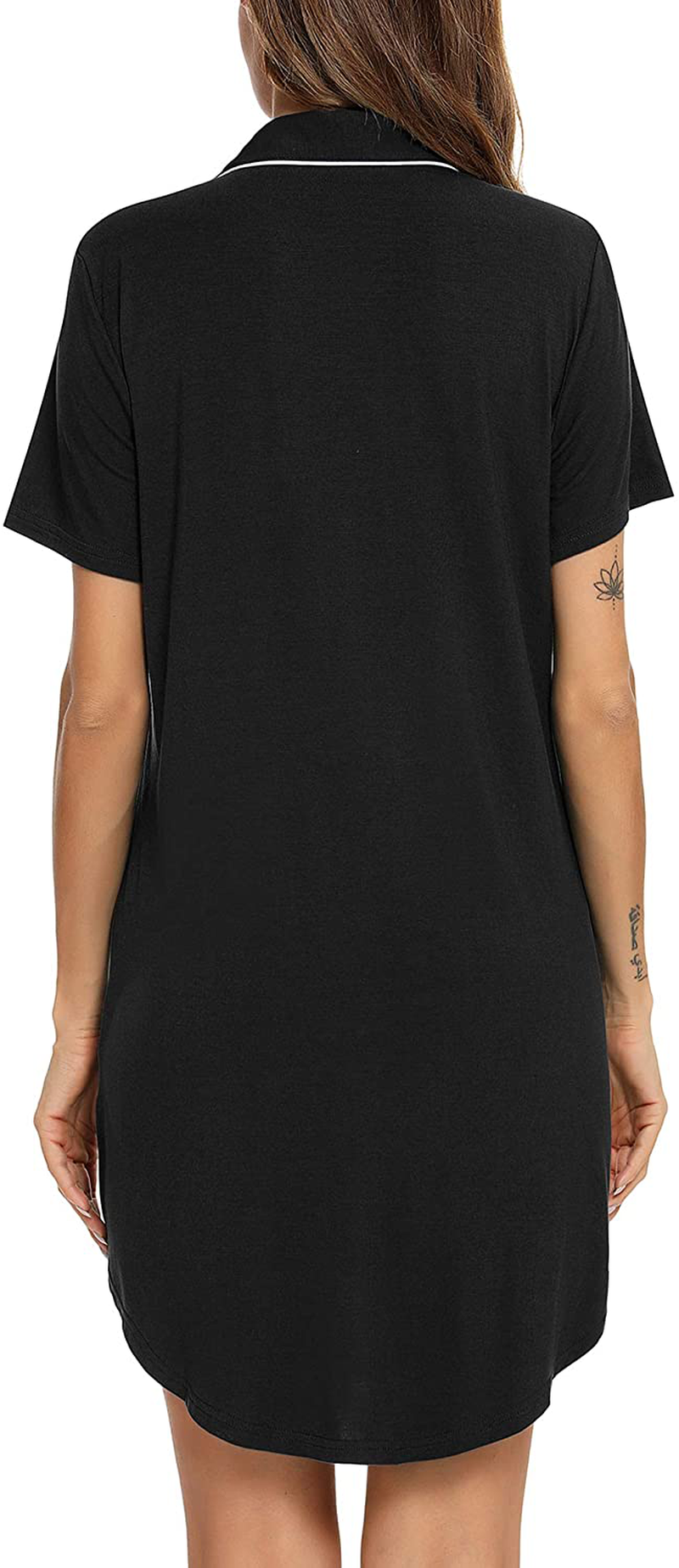 Samring Nightgown for Women Sleep Shirt Short Long Sleeve Sleepwear Boyfriend Nightshirt Button down Pajama Dress S-XXL Apparel & Accessories > Clothing > Sleepwear & Loungewear > Nightgowns Kylie Max