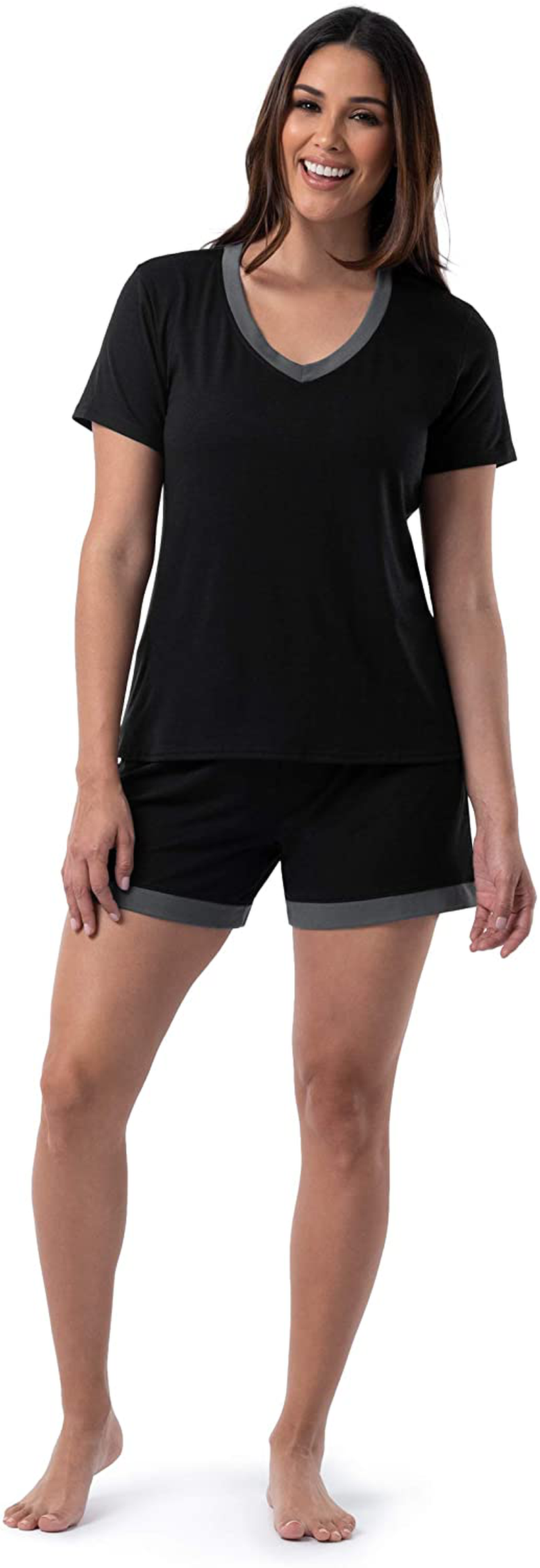 Fruit of the Loom Women's Sleeve Tee and Short 2 Piece Sleep Set Apparel & Accessories > Clothing > Sleepwear & Loungewear > Pajamas Fruit of the Loom Black 2X
