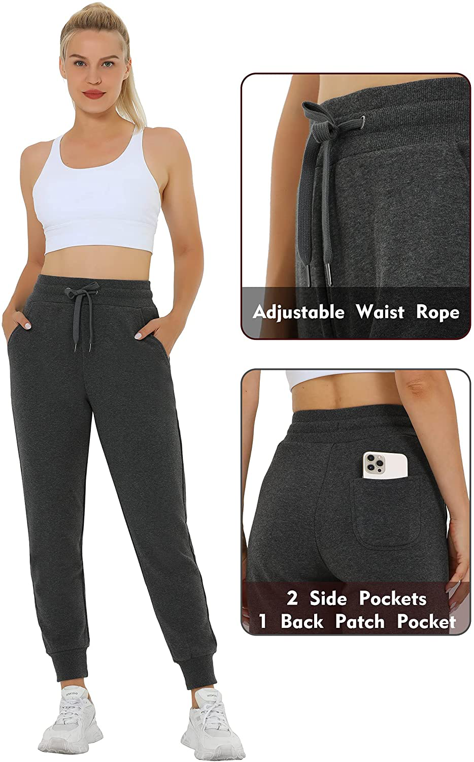 Heathyoga Fleece Lined Joggers for Women Thermal Sweatpants for Women Joggers with Pockets Workout Pants Running Pants Apparel & Accessories > Clothing > Activewear Kylie Max