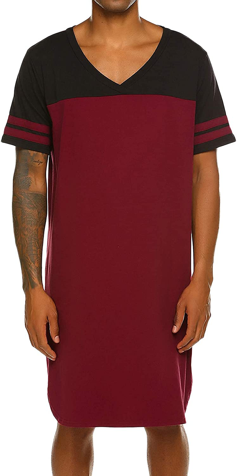 Ekouaer Nightgowns Mens V Neck Long Sleeve Sleepwear Big&Tall Pajama Sleeping Wear Loungewear Nightshirts M-XXXL Apparel & Accessories > Clothing > Sleepwear & Loungewear > Nightgowns Kylie Max