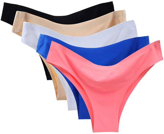 Vresqi Underwear Women Hipster Seamless Invisible Bikini Half Back Coverage Panties 5 Pack Apparel & Accessories > Clothing > Underwear & Socks > Underwear Vresqi 4-6