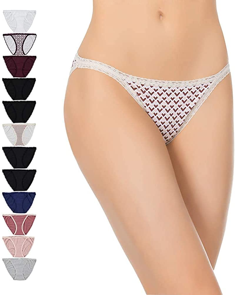 White Ivy Womens 10-Pack Lace Underwear Cotton Hipster or 12-Pack Bikini Panties Apparel & Accessories > Clothing > Underwear & Socks > Underwear White Ivy 12 Color Variety Pack 3 X-Large
