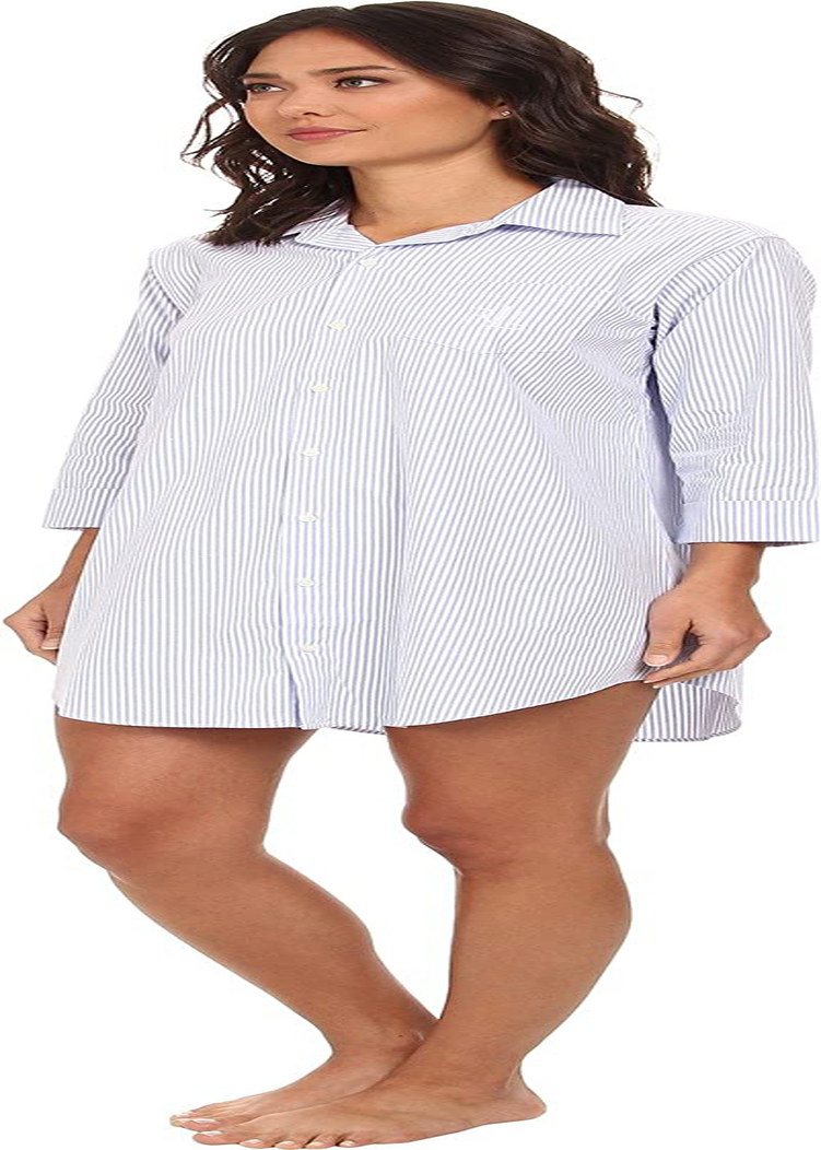 LAUREN RALPH LAUREN Women'S Essentials Striped His Shirt Apparel & Accessories > Clothing > Sleepwear & Loungewear > Nightgowns Kylie Max